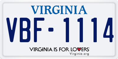 VA license plate VBF1114