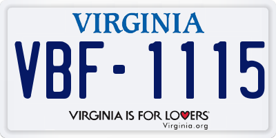 VA license plate VBF1115