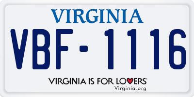 VA license plate VBF1116