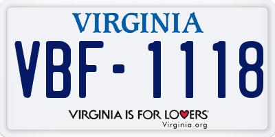 VA license plate VBF1118
