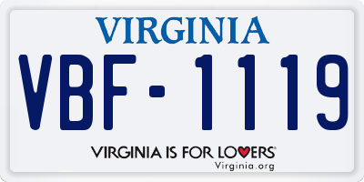 VA license plate VBF1119