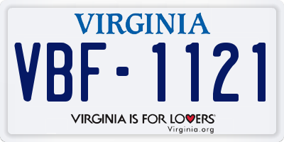VA license plate VBF1121