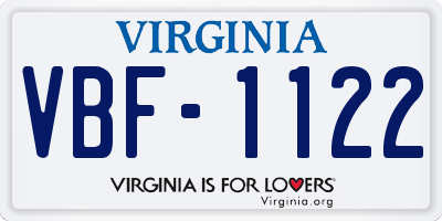 VA license plate VBF1122