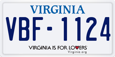VA license plate VBF1124
