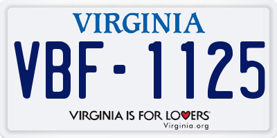 VA license plate VBF1125