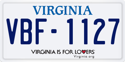 VA license plate VBF1127