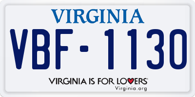 VA license plate VBF1130