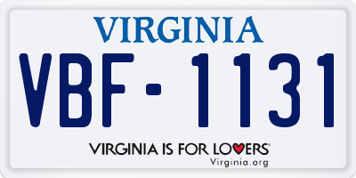 VA license plate VBF1131