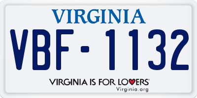 VA license plate VBF1132