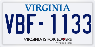 VA license plate VBF1133