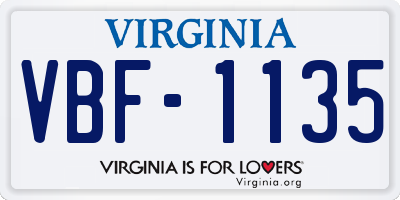VA license plate VBF1135