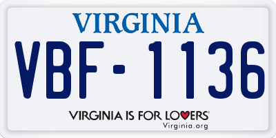 VA license plate VBF1136