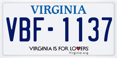 VA license plate VBF1137