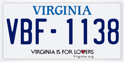 VA license plate VBF1138