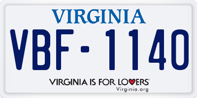 VA license plate VBF1140
