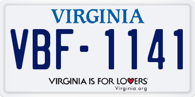 VA license plate VBF1141