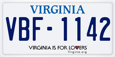 VA license plate VBF1142