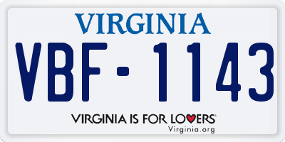 VA license plate VBF1143
