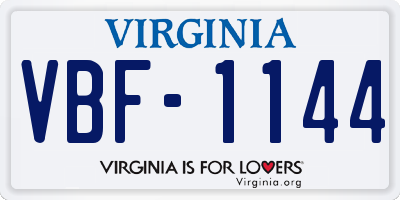 VA license plate VBF1144