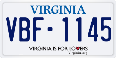 VA license plate VBF1145