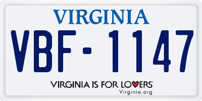 VA license plate VBF1147