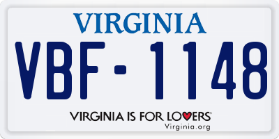 VA license plate VBF1148