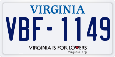 VA license plate VBF1149