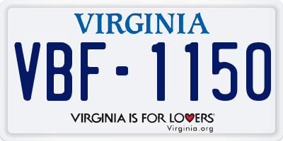 VA license plate VBF1150