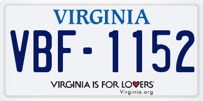VA license plate VBF1152