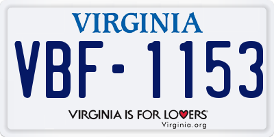 VA license plate VBF1153