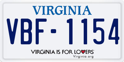 VA license plate VBF1154