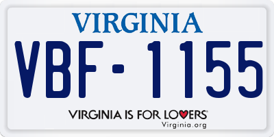 VA license plate VBF1155