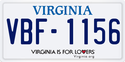 VA license plate VBF1156