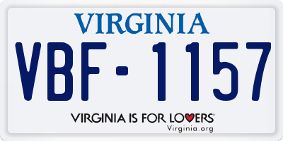 VA license plate VBF1157