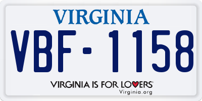 VA license plate VBF1158