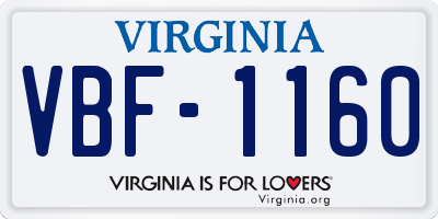 VA license plate VBF1160