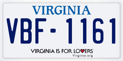 VA license plate VBF1161