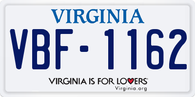 VA license plate VBF1162