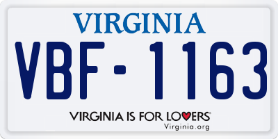 VA license plate VBF1163