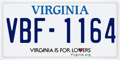 VA license plate VBF1164