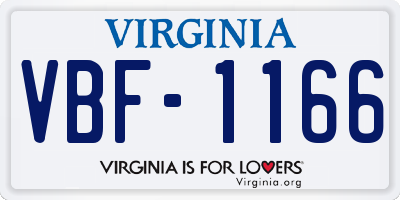 VA license plate VBF1166