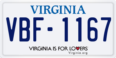 VA license plate VBF1167