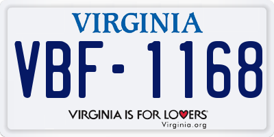 VA license plate VBF1168