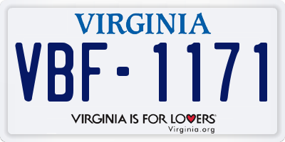 VA license plate VBF1171