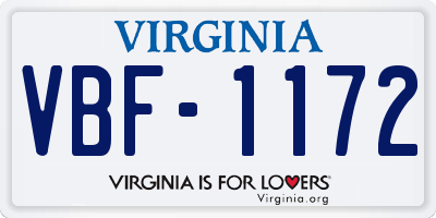 VA license plate VBF1172