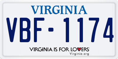 VA license plate VBF1174