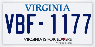 VA license plate VBF1177
