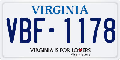 VA license plate VBF1178
