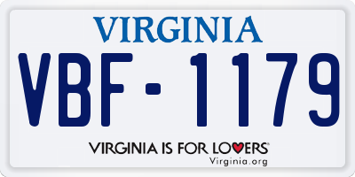 VA license plate VBF1179