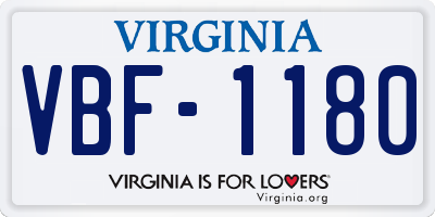 VA license plate VBF1180
